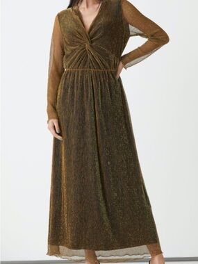 & Other StoriesWomen's Metallic Twist Front Long Sleeve Maxi Dress - size M